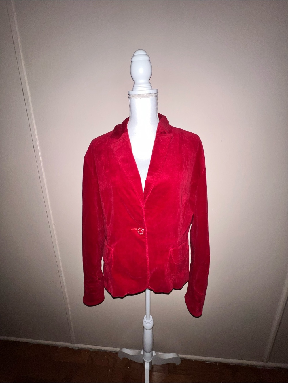 Goodclothes Vintage Red Women's Velvet Blazer Jacket - Size XL